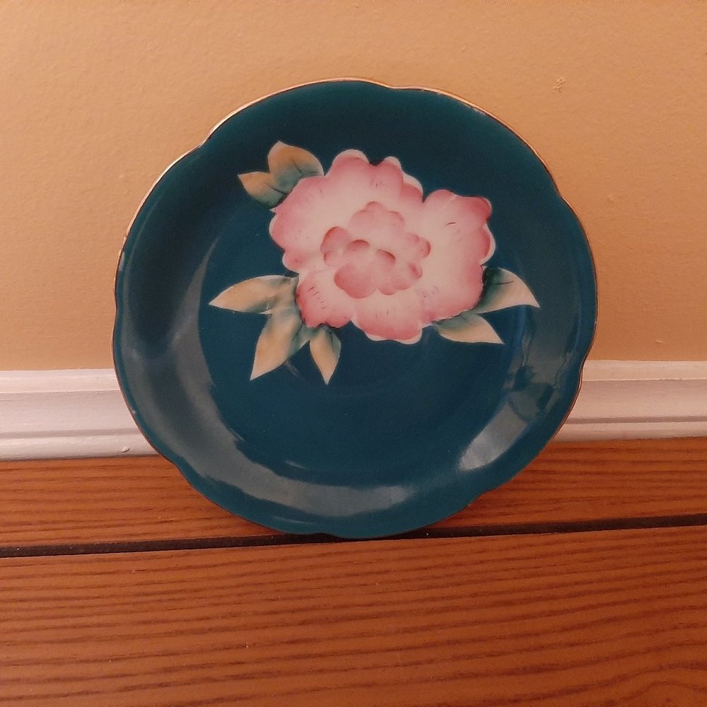 SHAFFORD Hand Painted Teal Saucer Made In Japan
